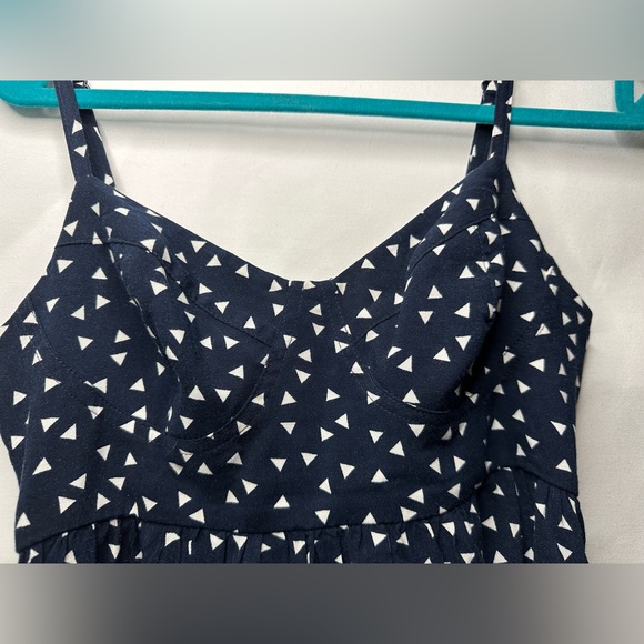 Black Poppy Short Sundress Blue / White Triangle Pattern Sleeveless XS - Picture 5 of 8